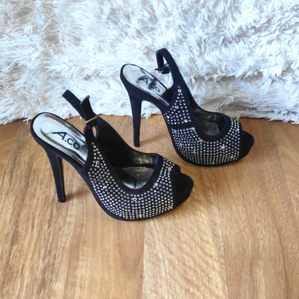 Diamond studded Open toe Heels